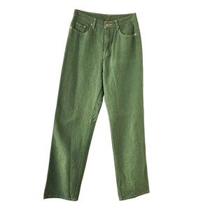 Beige Botany Cotton High Rise Jeans Womens S Green Designer Straight Leg Denim